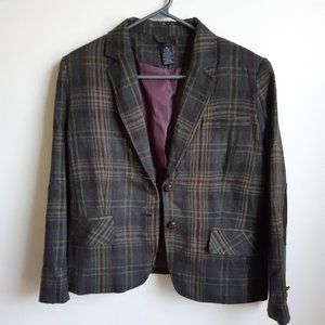 Haggar Tartan Blazer Women's Size 10 With Shoulder Pads